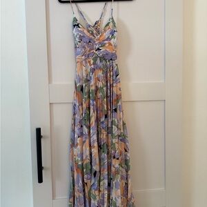 ASTR Blythe Floral Plisse Midi Dress